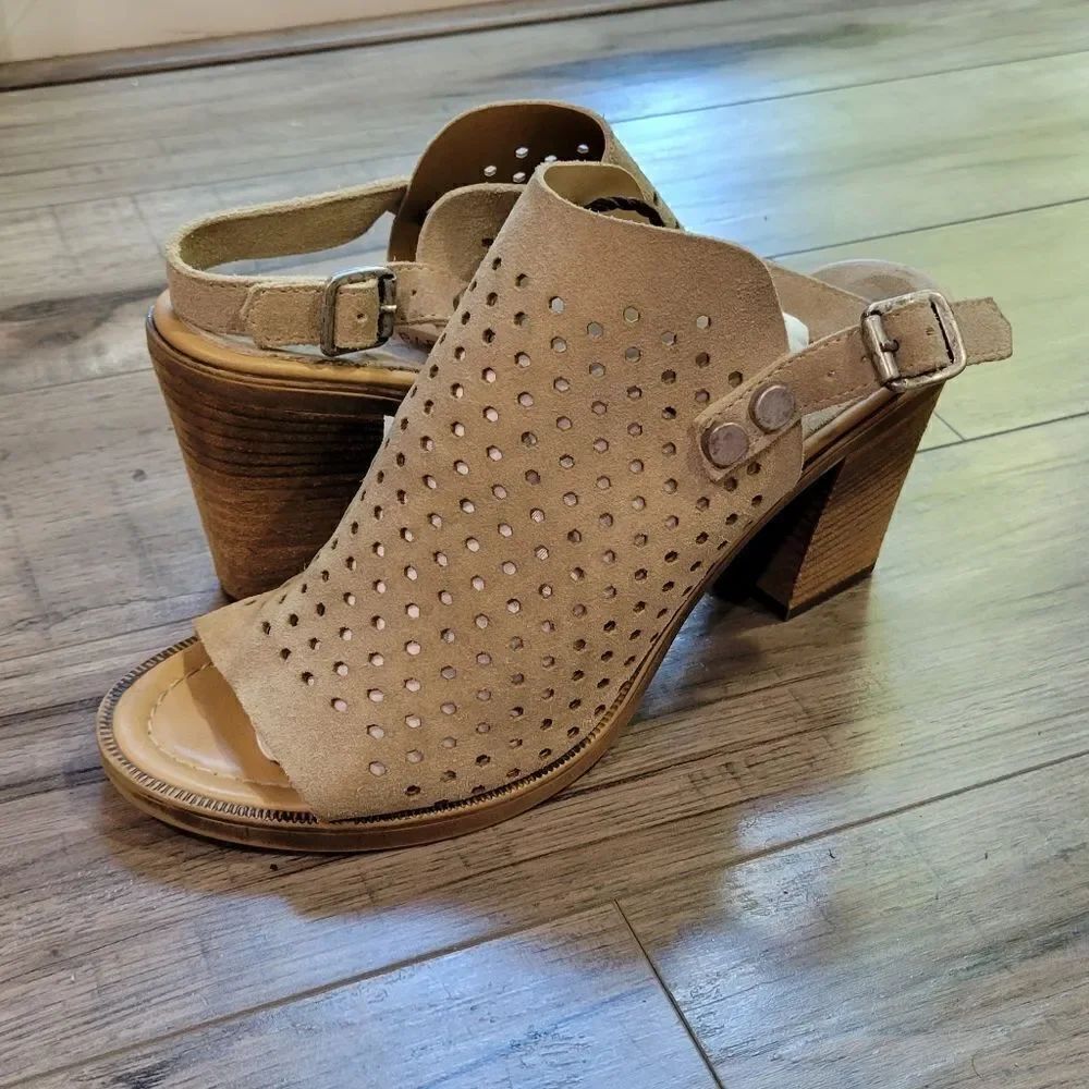 BARBARA Barbieri peep toe block heels - Picture 3 of 9